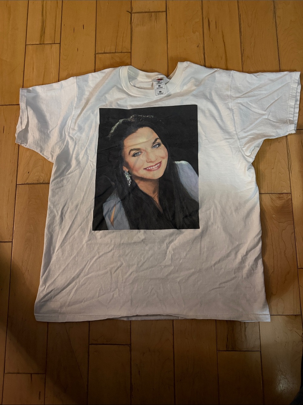 Fruit of the Loom White Short Sleeve Crystal Gayle Tee with Portrait Print